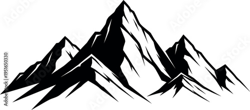 Black jagged mountain range silhouette