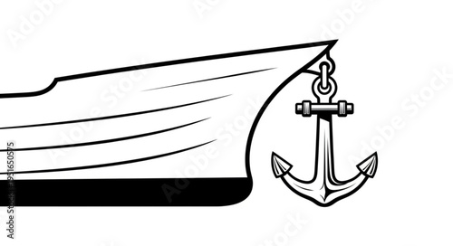 Illustration of a Ships Bow with Hanging Anchor.
