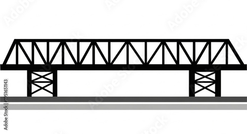 Illustration of a Black Truss Bridge with Gray Road.
