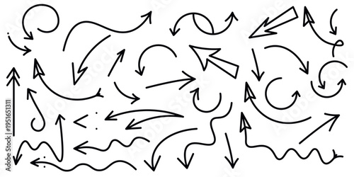 A chaotic collection of hand drawn arrows and curved lines fills the frame illustrating movement and direction