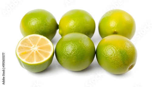 Fresh green limes display kitchen counter fruit arrangement bright environment top view