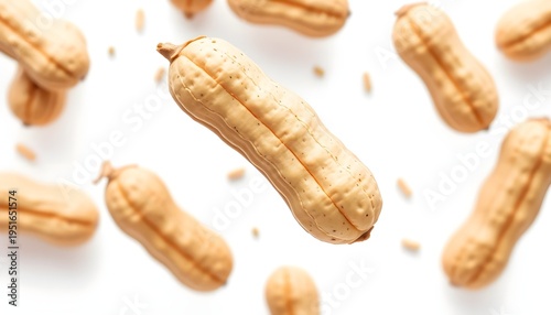 Floating peanuts culinary delight food photography minimalist setting aerial perspective