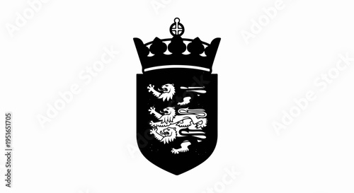 Black crown crest with three lions rampant on a shield