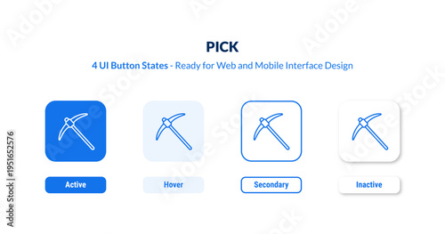 pick UI button states set. Outline icon kit from history collection. Thin linear pick, up, shipping editable vector. Line vector pick sign for web and mobile interface
