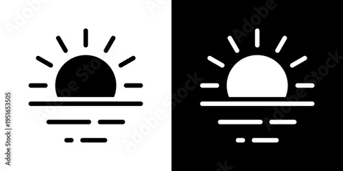 Sun Icon Set Vector Collection Isolated In Black And White