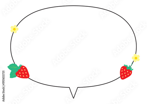 Wallpaper Mural いちごと花の装飾楕円吹き出し かわいいフレーム Torontodigital.ca