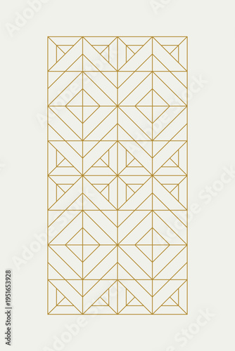 Geometric Art Deco wallpaper cream gold patterned. Golden lines on a cream-colored background. Timeless and elegant design for textiles and home décor.

