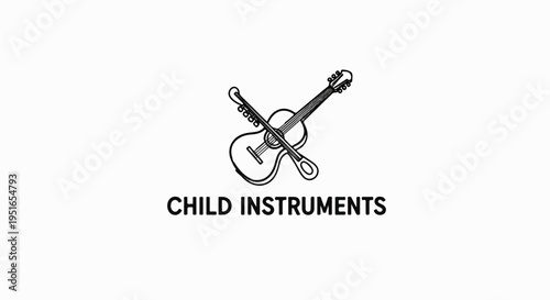 Graphic logo with a bow across a guitar, with text below