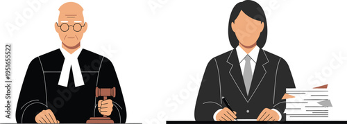 Judge with gavel and lawyer in court, symbolizing justice, law, and legal proceedings