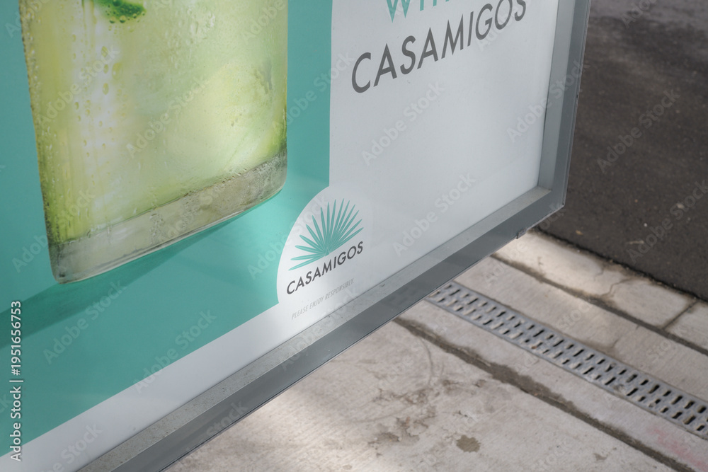 Fototapeta premium close-up of a street poster for Casamigos a premium tequila brand in Toronto