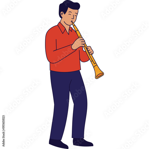 Man Playing Woodwind Instrument