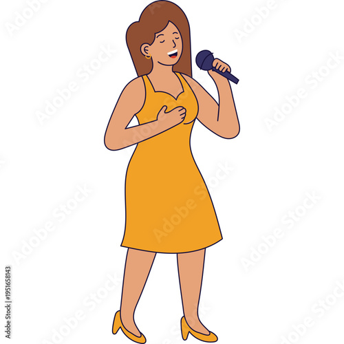 Woman Singing with Microphone