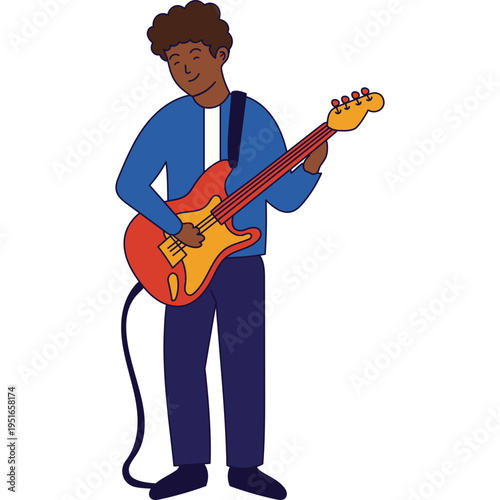 Man Playing Electric Guitar Illustration