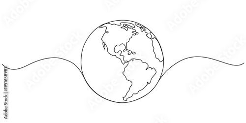 Earth day line art illustration, environment day line art vector illustration