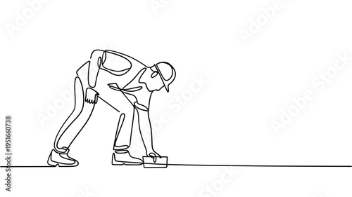 Line drawing of a man in a starting position for a race