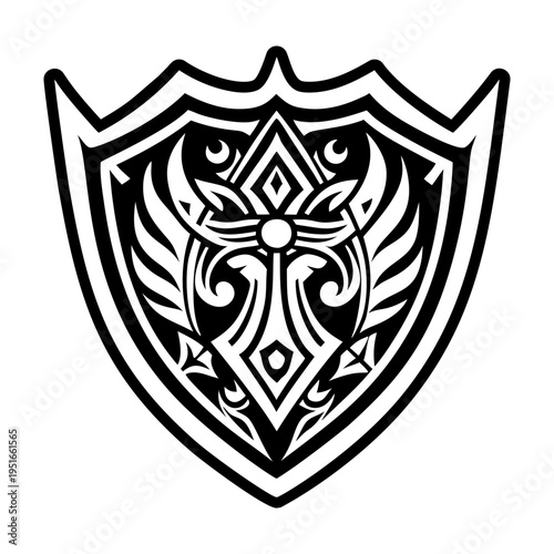 A filled style icon of warrior shield symbol