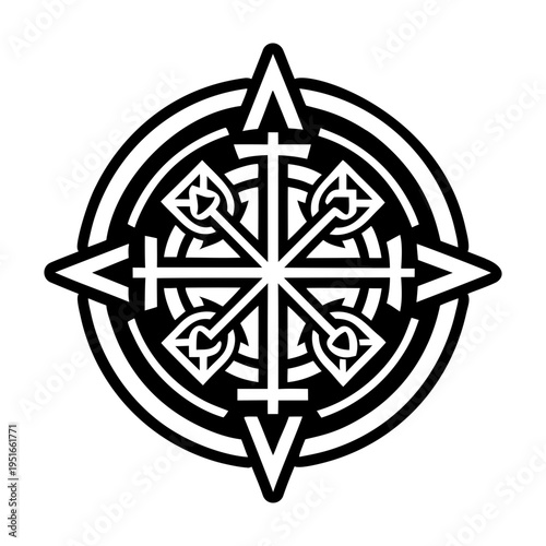 A filled style icon of four directions tattoo