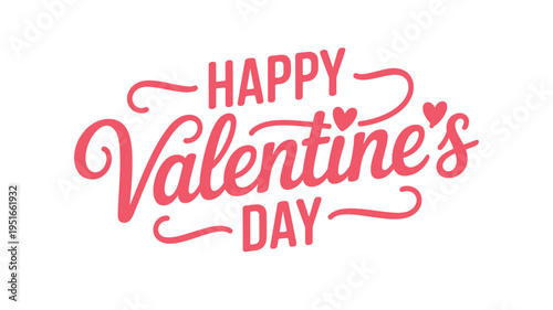 Happy valentine s day lettering with hearts on a white background