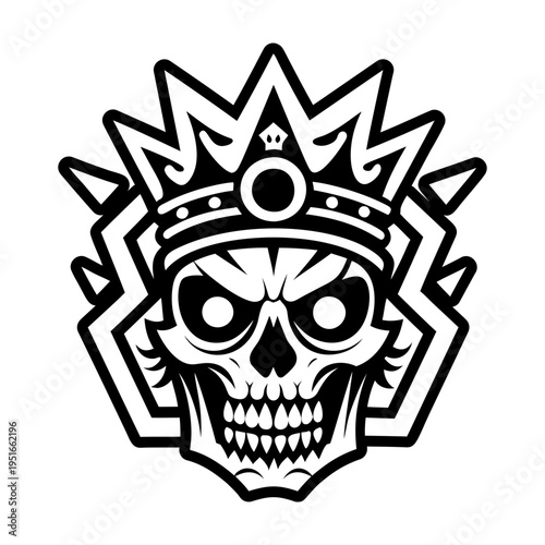A filled style icon of skull crown symbol