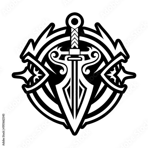 A solid style icon of a dagger tattoo