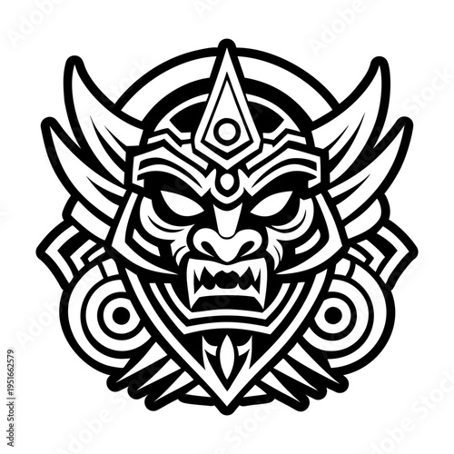 A glyph style icon of temple guardian symbol