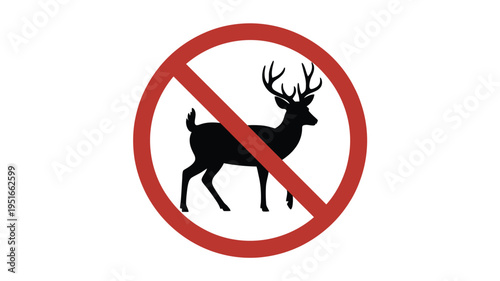 No deer allowed A red prohibition sign with a stag silhouette