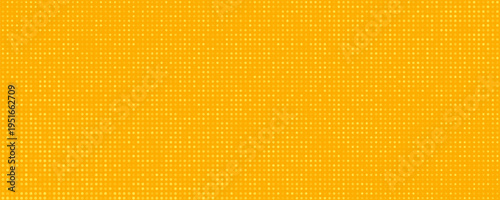 Yellow halftone pattern. Retro comic gradient background. Bright orange pixelated dotted texture overlay. Cartoon pop art faded gradient pattern. Vector backdrop for poster, banner, advertisement