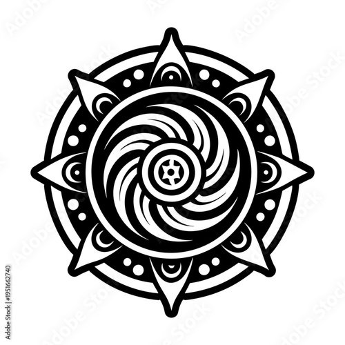 A solid style icon of cosmic spiral tattoo
