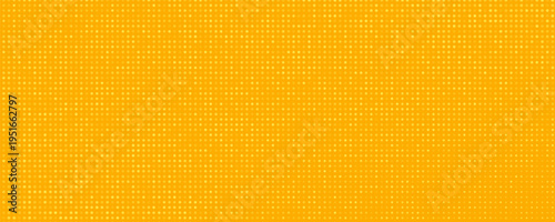 Yellow halftone pattern. Retro comic gradient background. Bright orange pixelated dotted texture overlay. Cartoon pop art faded gradient pattern. Vector backdrop for poster, banner, advertisement
