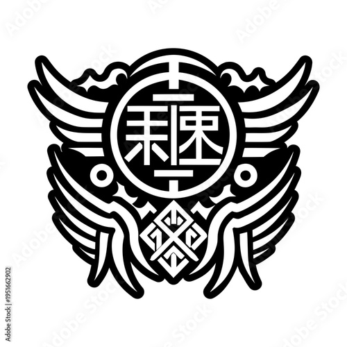 A solid style icon of cosmic wings tattoo