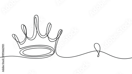 Elegant crown illustration with a continuous line drawing style