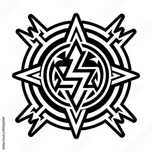 A glyph style icon of lightning strike tattoo