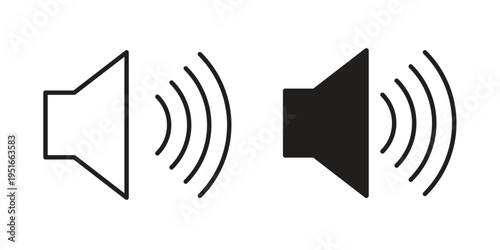 Speaker icon silhouette design. Editable stroke outline icon on white background