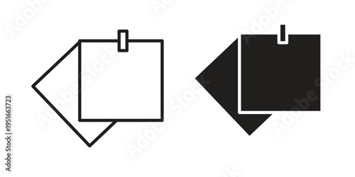 Sticky note icon silhouette design. Editable stroke outline icon on white background
