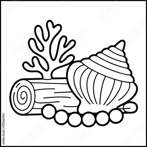 Cute narwhal whale relaxing on ice floe with splash vector illustration coloring page for kids and adults