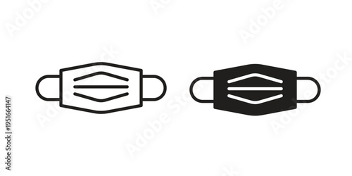 Surgical mask icon silhouette design. Editable stroke outline icon on white background