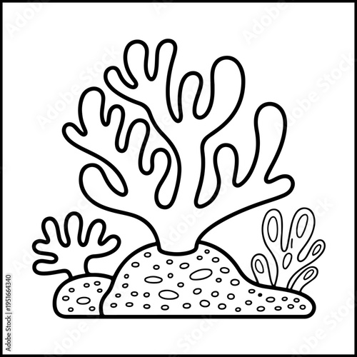 Cute ocean waves and bubbles underwater scene comfy coloring page vector illustration