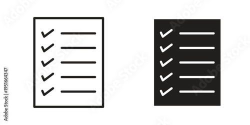 Task list icon silhouette design. Editable stroke outline icon on white background