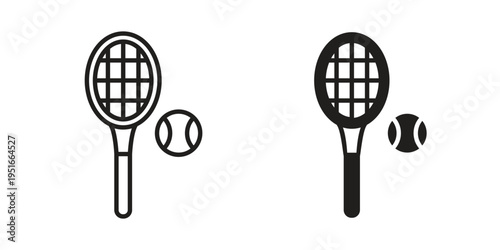 Tennis icon silhouette design. Editable stroke outline icon on white background