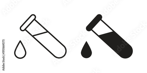 Test tube icon silhouette design. Editable stroke outline icon on white background