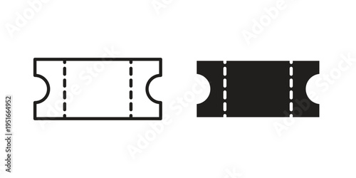 Ticket stub icon silhouette design. Editable stroke outline icon on white background