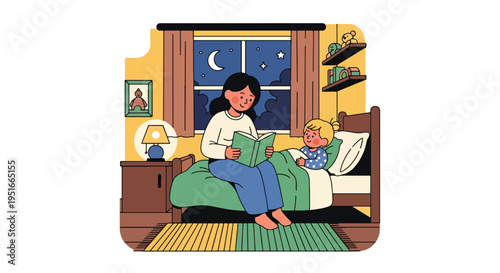 Happy Mother’s Day celebration with loving mother reading bedtime story to child, honoring appreciation, warmth, and family bonding
