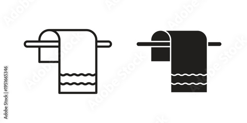 Towel icon silhouette design. Editable stroke outline icon on white background