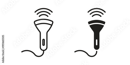 Ultrasound icon silhouette design. Editable stroke outline icon on white background