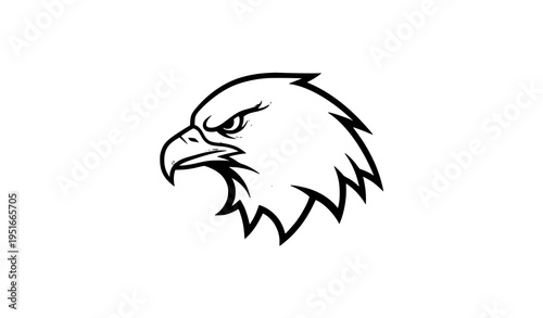 Minimal eagle head mascot logo vector in side view with clean modern line style isolated on white background