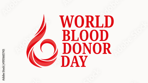 World blood donor day logo with red flame and text