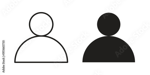 User icon silhouette design. Editable stroke outline icon on white background