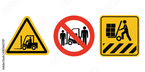 Forklift Safety Warning Prohibition Signs Workplace Warehouse Hazard Traffic Symbol