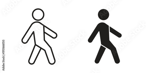 Walking icon silhouette design. Editable stroke outline icon on white background