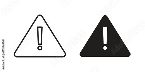 Warning triangle icon silhouette design. Editable stroke outline icon on white background